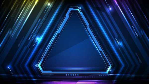 Abstraktní Pozadí Modré Zářící Trojúhelník Hvězda Technologie Sci Frame Hud — Stockový vektor