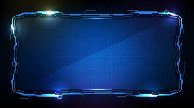 Soyut fütüristik geçmiş. Mavi parlayan teknoloji bilim kurgu çerçevesi hud ui