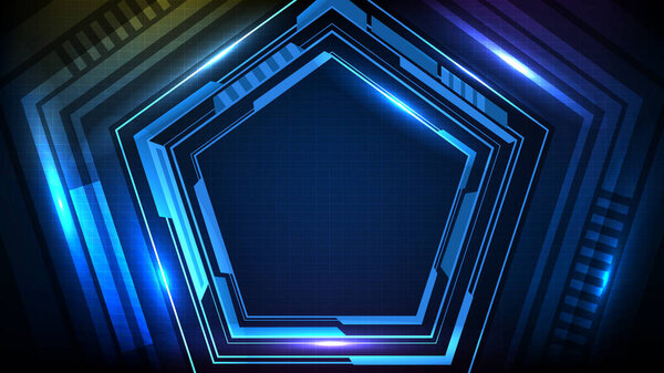 abstract background of Blue glowing hexagon star technology sci fi frame hud ui