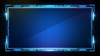 Mavi parlayan teknoloji bilim kurgu çerçevesi Hud ui 'nin soyut geleceksel arkaplanı