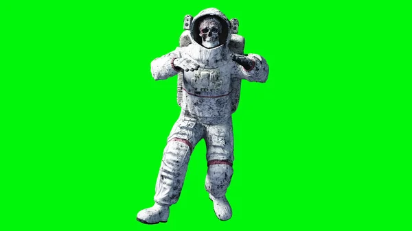 Νεκρός ζόμπι αστροναύτης στο διάστημα. Πτώμα. Πράσινη οθόνη. 3D rendering. — Φωτογραφία Αρχείου