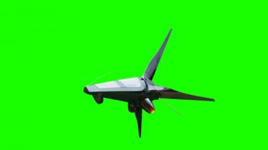 Sci fi fufturistic gemi. Gelecek kavramı. Yeşil ekran. Gerçekçi 4 k animasyon.