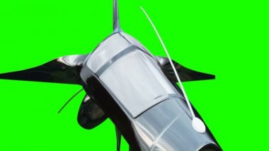 Sci fi fufturistic gemi. Gelecek kavramı. Yeşil ekran. Gerçekçi 4 k animasyon.