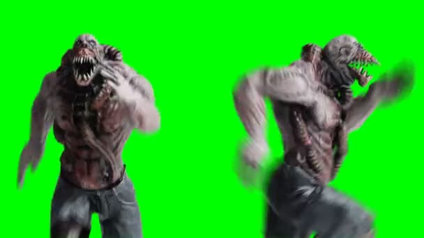 Gruseliges, Horror-Monster. Angstkonzept. Green Screen isolieren. realistische 4k-Animation. — Stockvideo