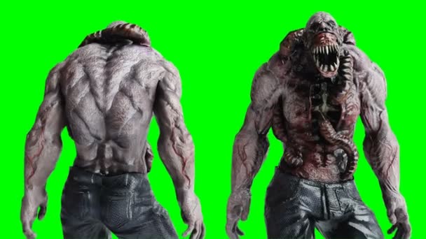 Gruseliges, Horror-Monster. Angstkonzept. Green Screen isolieren. realistische 4k-Animation. — Stockvideo