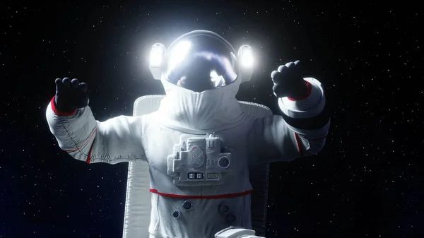 Levitação de astronautas no espaço. Renderização 3d . — Fotografia de Stock
