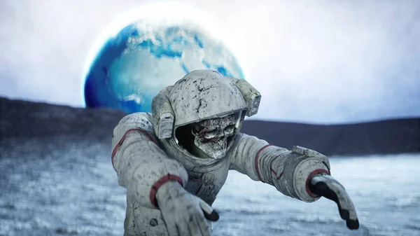 Un astronauta zombie morto sulla luna. Cadaveri. rendering 3d . — Foto Stock