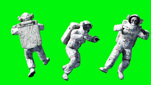 Astronauta zombie muerto en el espacio. Cadaver. Pantalla verde. renderizado 3d . — Foto de Stock