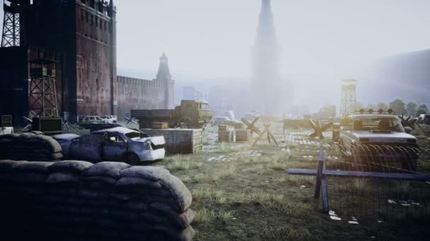 Apocalypse of Russia. Aerial View of the destroyed Moscow city, red square. Apocalypse concept. Super realistic 4k animation. — Stock Video