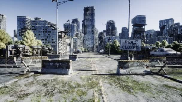 Cidade do Apocalipse. Vista aérea da cidade destruída. Conceito do Apocalipse. Animação 4k super realista . — Vídeo de Stock