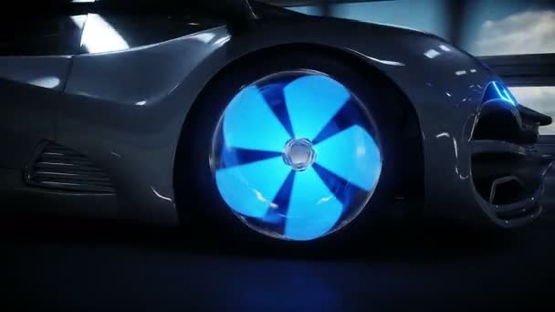 Coche futurista conducción rápida en túnel de ciencia ficción, corredor. Concepto de futuro. Animación realista 4k . — Vídeos de Stock