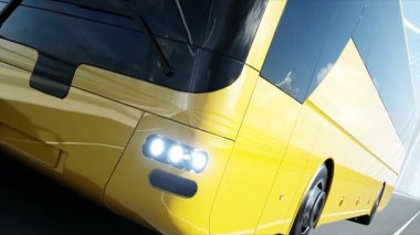 Köprüde otobüs 3d modeli. Çok hızlı sürüş. 4k animasyon.