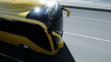 Köprüde otobüs 3d modeli. Çok hızlı sürüş. 4k animasyon.