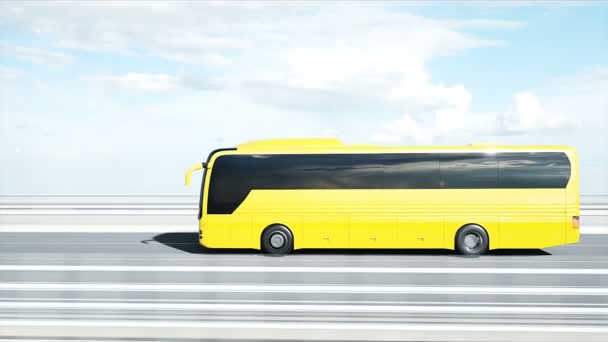 3D-model van de bus op brug. Zeer snel rijden. 4k-animatie. — Stockvideo