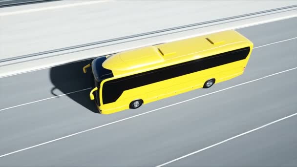 3D-modell av buss på bryggan. Mycket snabb körning. 4K-animering. — Stockvideo