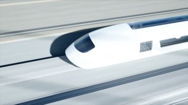 Köprüde fütüristik yolcu treninin 3d modeli. Çok hızlı sürüş. Gelecek kavramı. Gerçekçi 4k animasyon.