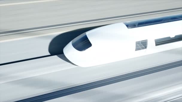 3D-Modell einer futuristischen Personenbahn auf der Brücke. sehr schnelles Fahren. Zukunftskonzept. realistische 4k-Animation.