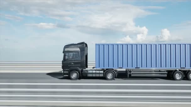 Трехмерная модель грузовика на мосту. 4k анимации . — стоковое видео