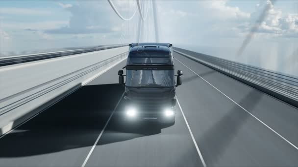 Modèle 3D de camion sur le pont. Animation 4k . — Video