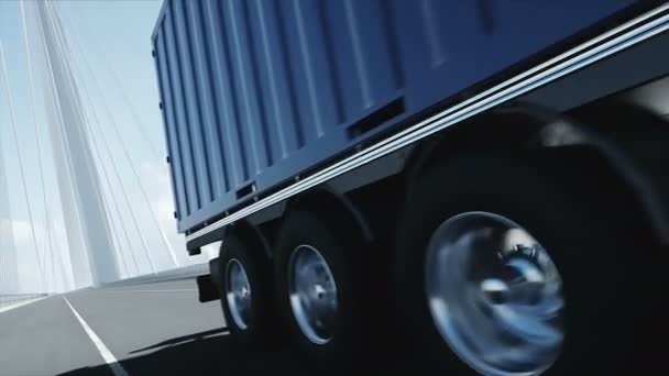 Modèle 3D de camion sur le pont. Animation 4k . — Video