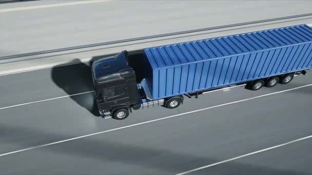 3D-model van de truck op de brug. 4k-animatie. — Stockvideo