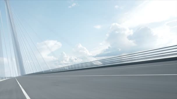 3D modell fekete futurisztikus autó a hídon. Nagyon gyors vezetés. A jövő fogalma. Reális 4k animáció. — Stock videók