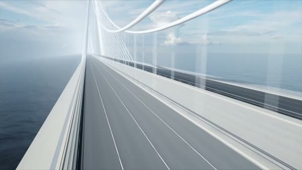 Köprüde siyah fütüristik araba 3d modeli. Çok hızlı sürüş. Gelecek kavramı. Gerçekçi 4k animasyon. — Stok video