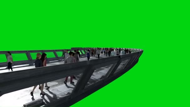 3D-människor i Sci Fi tonnel. Trafik. Framtidskoncept. Gröna skärmbilder. Realistisk 4K-animering. — Stockvideo