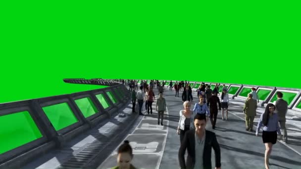 3d persone in Sci fi tonnel. Traffico. Concetto di futuro. Video sullo schermo verde. Animazione 4K realistica . — Video Stock