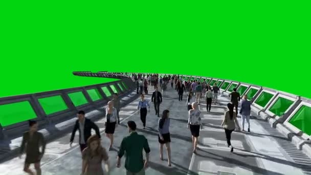 3D-Menschen im Science-Fiction-Tonnel. Verkehr. Zukunftskonzept. Green Screen Filmmaterial. realistische 4k-Animation. — Stockvideo