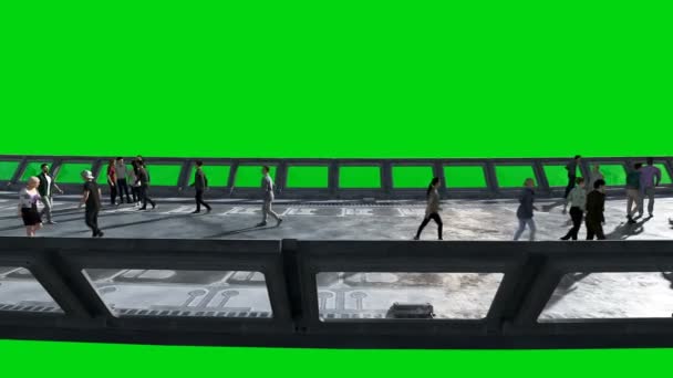 3D-люди в Sci fi Tonel. Рух транспорту. Концепція майбутнього. Зображення зеленого екрана. Реалістична анімація 4K . — стокове відео