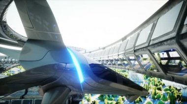 Sci fi tonnel robot. Gelecek kavramı. Gerçekçi 4k animasyon.