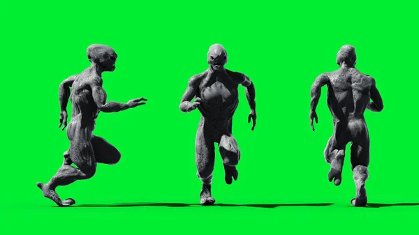 怖いモンスターは緑の画面に隔離されます。3Dレンダリング. — ストック写真