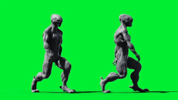 怖いモンスターは緑の画面に隔離されます。3Dレンダリング. — ストック写真