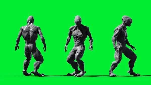 Děsivé monstrum izolovat na zelené obrazovce. 3D vykreslování. — Stock fotografie