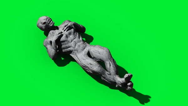 Monstro assustador isolado na tela verde. Renderização 3d . — Fotografia de Stock