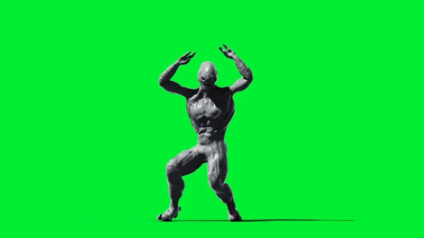 Scary monster isolate on green screen. 3d rendering. — Stock Photo, Image