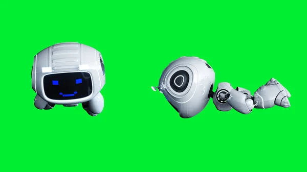 Animación de robot de juguete sonriente blanco. renderizado 3d . — Foto de Stock