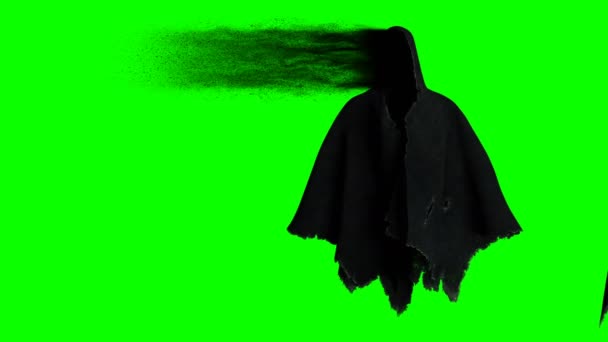 Enge, angstgeest met donkere deeltjes. Realistisch groen scherm 4k animatie. — Stockvideo