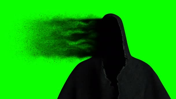 Miedo, miedo fantasma con partículas oscuras. Animación realista de la pantalla verde 4k . — Vídeos de Stock