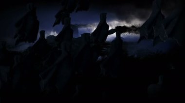 Apocalypse USA 'de. Yok edilen şehrin havadan görüntüsü. Kıyamet konsepti. gerçekçi 4k animasyonu.