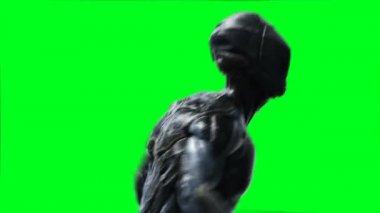 Askeri uzay askeri animasyonu. Garip, hareket bulanıklığı. Gerçekçi 4k yeşil ekran animasyonu.