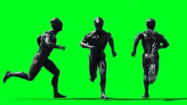 Animación militar soldado espacial. Phisical, desenfoque de movimiento. Animación realista de la pantalla verde 4k . — Vídeos de Stock