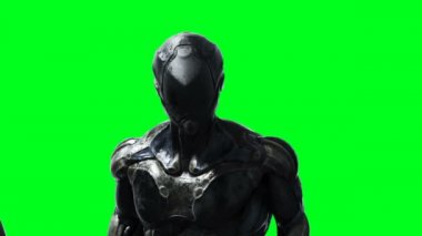 Askeri uzay askeri animasyonu. Garip, hareket bulanıklığı. Gerçekçi 4k yeşil ekran animasyonu.