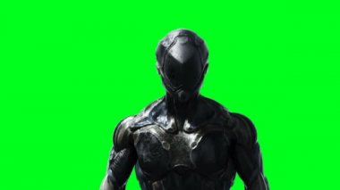 Askeri uzay askeri animasyonu. Garip, hareket bulanıklığı. Gerçekçi 4k yeşil ekran animasyonu.