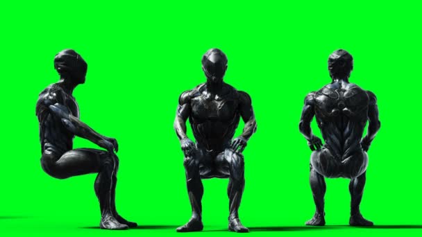 군사용 우주 군인 애니메이션. 물리학적 이고, 움직임 이 흐릿하지. 현실적으로 4k 녹색 화면 애니메이션. — 비디오