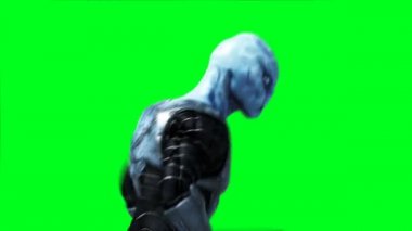 Askeri uzaylı animasyonu. Garip, hareket bulanıklığı. Gerçekçi 4k yeşil ekran animasyonu.