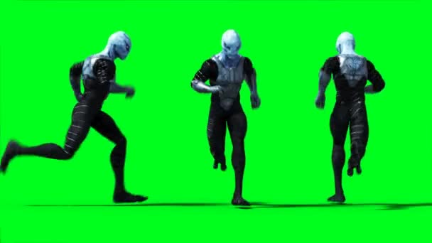 Animation militaire alien. Phisical, flou du mouvement. Animation réaliste de l'écran vert 4k. — Video