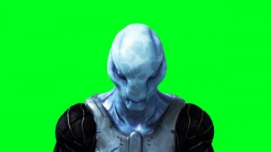 Askeri uzaylı animasyonu. Garip, hareket bulanıklığı. Gerçekçi 4k yeşil ekran animasyonu.