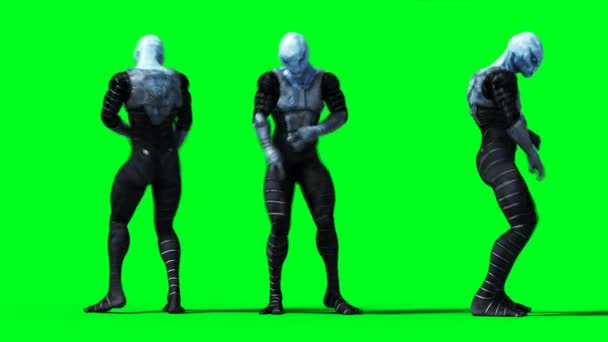 Militärische Alien-Animation. Phisical, Bewegungsunschärfe. Realistische 4k Green Screen Animation. — Stockvideo